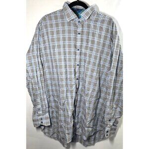 Thomas Dean Shirt Big‎ Mens Plus Size XXL Plaid Pima Cotton Blue Black Checkered